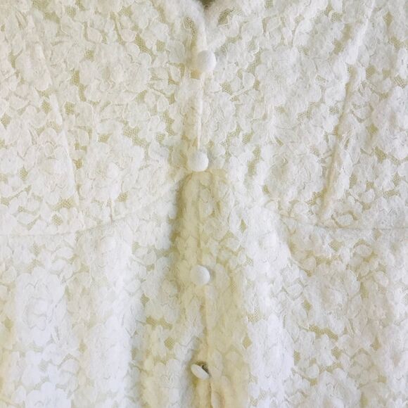 Beautiful unique rose lace lightweight blazer top sheer sleeve fleece lining y2k - Picture 2 of 5